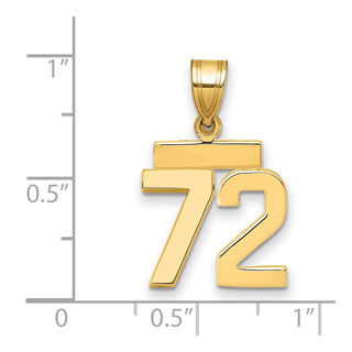 14k Yellow Gold Small Polished Number 72 Charm SP72