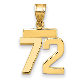 14k Yellow Gold Small Polished Number 72 Charm SP72
