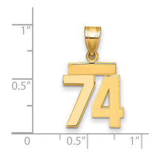 14k Yellow Gold Small Polished Number 74 Charm SP74