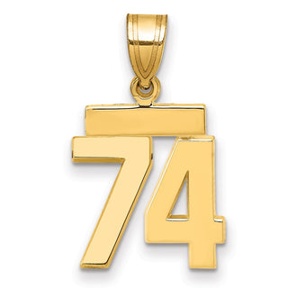 14k Yellow Gold Small Polished Number 74 Charm SP74