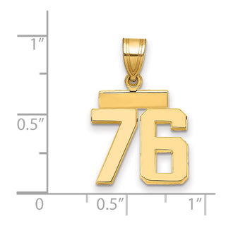 14k Yellow Gold Small Polished Number 76 Charm SP76