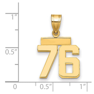14k Yellow Gold Small Polished Number 76 Charm SP76