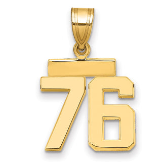 14k Yellow Gold Small Polished Number 76 Charm SP76