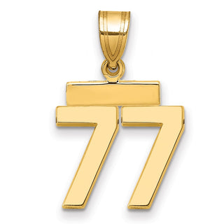 14k Yellow Gold Small Polished Number 77 Charm SP77