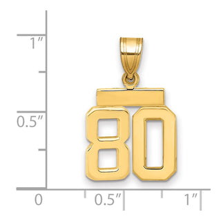 14k Yellow Gold Small Polished Number 80 Charm SP80