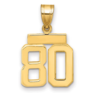 14k Yellow Gold Small Polished Number 80 Charm SP80