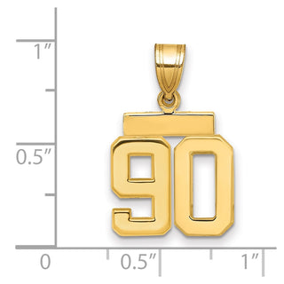 14k Yellow Gold Small Polished Number 90 Charm SP90