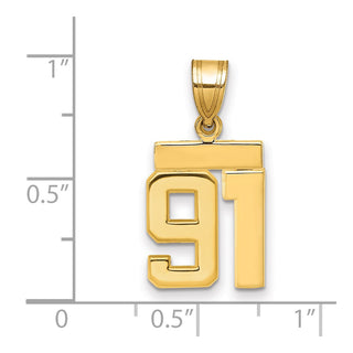 14k Yellow Gold Small Polished Number 91 Charm SP91