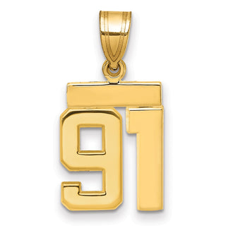14k Yellow Gold Small Polished Number 91 Charm SP91