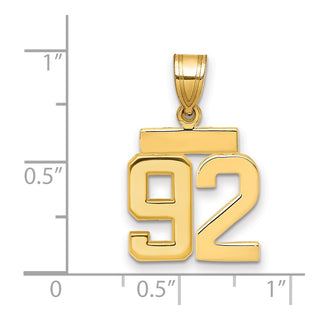 14k Yellow Gold Small Polished Number 92 Charm SP92