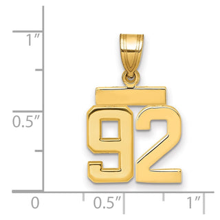 14k Yellow Gold Small Polished Number 92 Charm SP92
