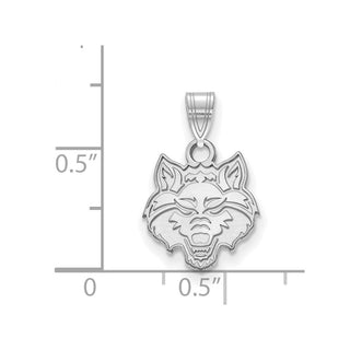 14k White Gold LogoArt Arkansas State University Wolf Small Pendant