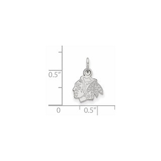 Sterling Silver Rhodium-plated NHL LogoArt Chicago Blackhawks Extra Small Pendant