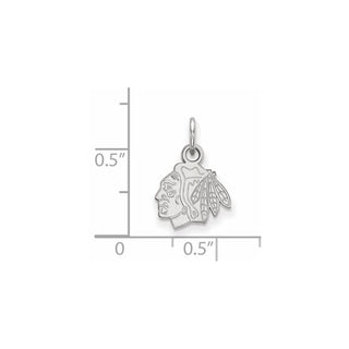 Sterling Silver Rhodium-plated NHL LogoArt Chicago Blackhawks Extra Small Pendant