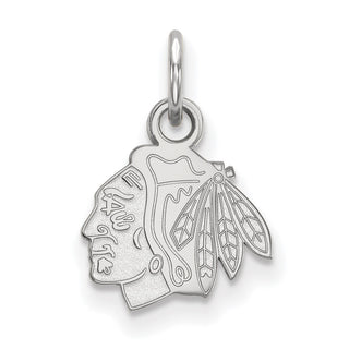 10k White Gold NHL LogoArt Chicago Blackhawks Extra Small Pendant