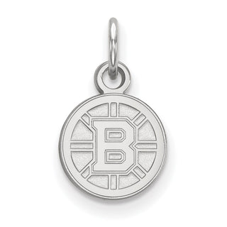 Sterling Silver Rhodium-plated NHL LogoArt Boston Bruins Extra Small Pendant