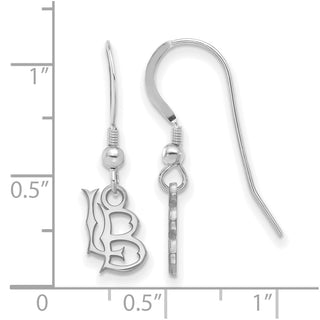 Sterling Silver Rhodium-plated LogoArt California State University Long Beach L-B Extra Small Dangle Wire Earrings