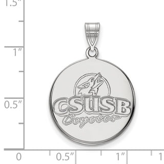 10k White Gold LogoArt California State University San Bernardino Coyotes Large Disc Pendant