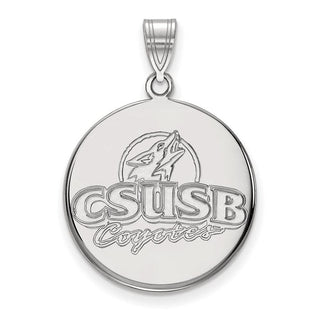 14k White Gold LogoArt California State University San Bernardino Coyotes Large Disc Pendant