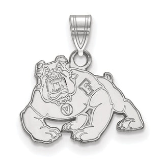 10k White Gold LogoArt California State University Fresno Bulldog Small Pendant