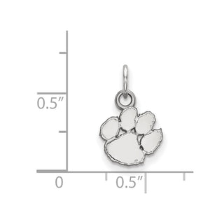 Sterling Silver Rhodium-plated LogoArt Clemson University Tiger Paw Extra Small Pendant