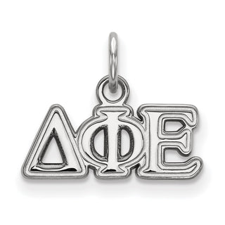 Sterling Silver Rhodium-plated LogoArt Delta Phi Epsilon Sorority Greek Letters Extra Small Pendant