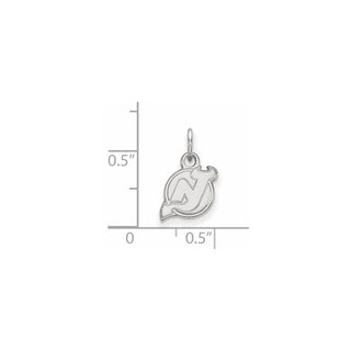 Sterling Silver Rhodium-plated NHL LogoArt New Jersey Devils Extra Small Pendant