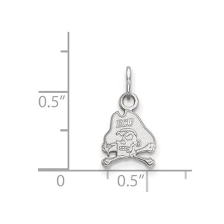 Sterling Silver Rhodium-plated LogoArt East Carolina University Pirate Extra Small Pendant