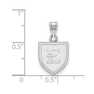 14k White Gold LogoArt East Tennessee State University Letter E Shield Small Pendant