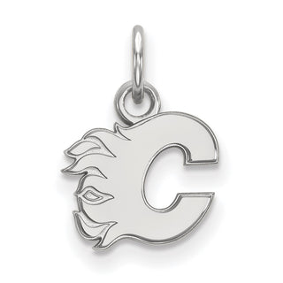 14k White Gold NHL LogoArt Calgary Flames Letter C Extra Small Pendant