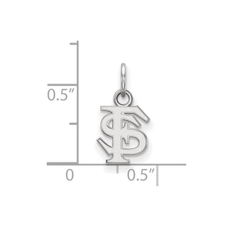 Sterling Silver Rhodium-plated LogoArt Florida State University F-S Extra Small Pendant