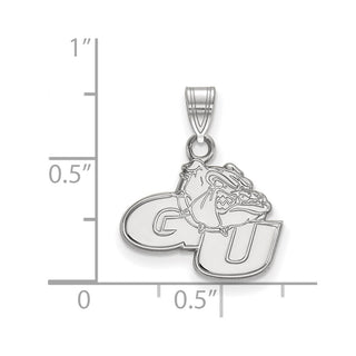 Sterling Silver Rhodium-plated LogoArt Gonzaga University G-U Bulldog Small Pendant