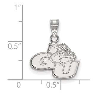 10k White Gold LogoArt Gonzaga University G-U Bulldog Small Pendant