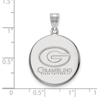 Sterling Silver Rhodium-plated LogoArt Grambling State University Large Disc Pendant