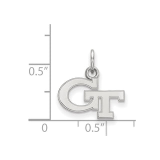 Sterling Silver Rhodium-plated LogoArt Georgia Institute of Technology G-T Extra Small Pendant