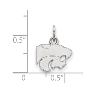 Sterling Silver Rhodium-plated LogoArt Kansas State University Wildcat Extra Small Pendant