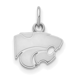 Sterling Silver Rhodium-plated LogoArt Kansas State University Wildcat Extra Small Pendant