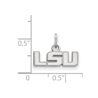 Sterling Silver Rhodium-plated LogoArt Louisiana State University L-S-U Extra Small Pendant