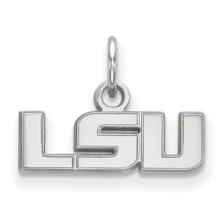 Sterling Silver Rhodium-plated LogoArt Louisiana State University L-S-U Extra Small Pendant