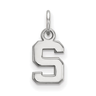 Sterling Silver Rhodium-plated LogoArt Michigan State University Letter S Extra Small Pendant