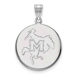 Sterling Silver Rhodium-plated LogoArt McNeese State University Large Disc Pendant