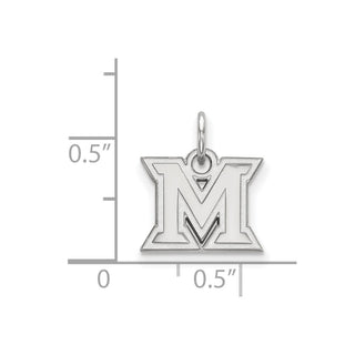 Sterling Silver Rhodium-plated LogoArt Miami University Ohio Letter M Extra Small Pendant