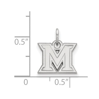 Sterling Silver Rhodium-plated LogoArt Miami University Ohio Letter M Extra Small Pendant