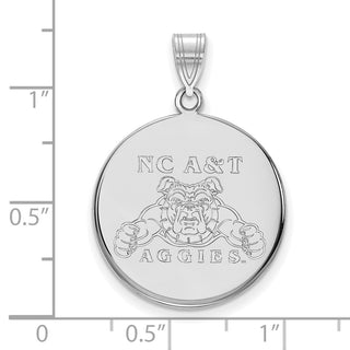10k White Gold LogoArt North Carolina A and T Aggies Large Disc Pendant