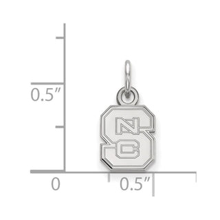 14k White Gold LogoArt North Carolina State University N-C-S Extra Small Pendant