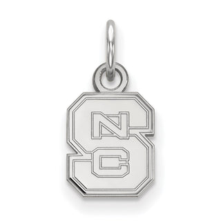 14k White Gold LogoArt North Carolina State University N-C-S Extra Small Pendant
