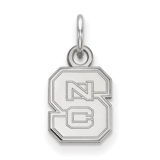 10k White Gold LogoArt North Carolina State University N-C-S Extra Small Pendant
