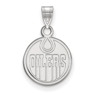 14k White Gold NHL LogoArt Edmonton Oilers Small Pendant