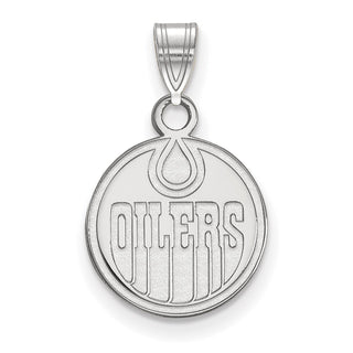 14k White Gold NHL LogoArt Edmonton Oilers Small Pendant