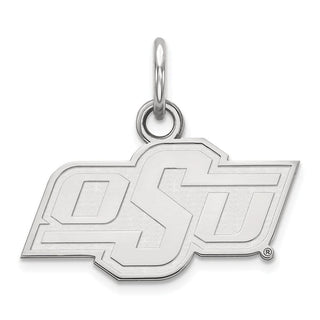 14k White Gold LogoArt Oklahoma State University O-S-U Extra Small Pendant